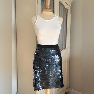 Festive Adrienne Vittadini Collection Black Paillette Sequin Knit Mini Skirt